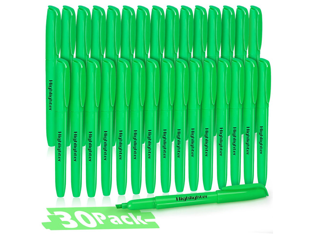 Highlighters, 30 Packs Green Highlighter Bulk, Chisel Tip Dry-Quickly No Bleed Highlighter Markers for Adults Kids, Office Classroom Must Have,...