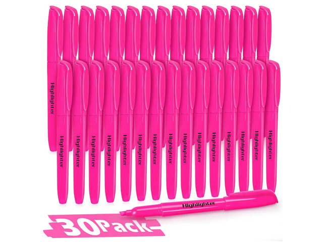 Highlighters, 30 Packs Pink Highlighter Bright Colors Bulk, Chisel Tip Dry-Quickly No Bleed Highlighter Markers for Adults Kids, Office Classroom...