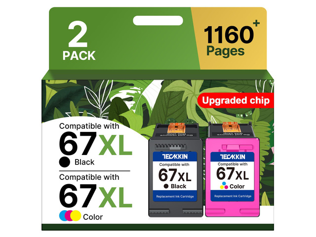 67XL Ink Cartridges Black/Color Combo Pack Replacement for HP Ink 67 67XL Printer Ink Works for HP DeskJet 2855e 2800e 2755e 2827e 4255e 4227e...