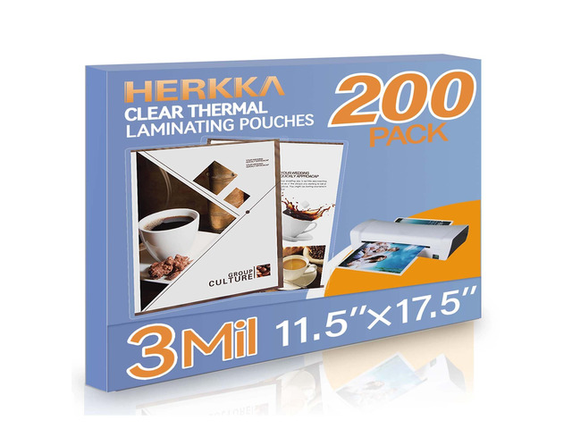 200 Pack Laminating Sheets, Hold 11 x 17 Inch Sheet, 3 Mil Clear Thermal Laminating Pouches 11.5 x 17.5 Inch Lamination Sheet Paper for Laminator,...