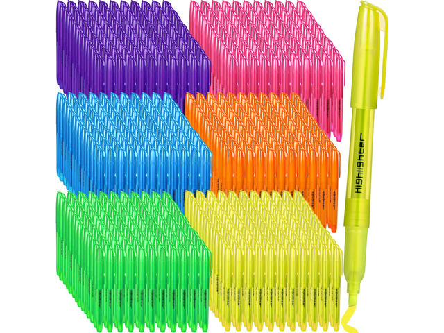 540 Pcs Highlighters Bulk 6 Assorted Colors Chisel Tip Markers No Bleed Quick Dry for Teachers Students, Yellow Pink Blue Orange Green Purple Bulk,...