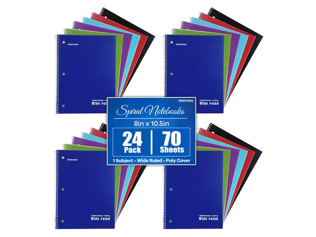 Spiral Notebooks, Wirebound, Journals for School, Work, Business, Aesthetic Stationery, Writing Pads, Teacher & Student Supplies (24, Solid...