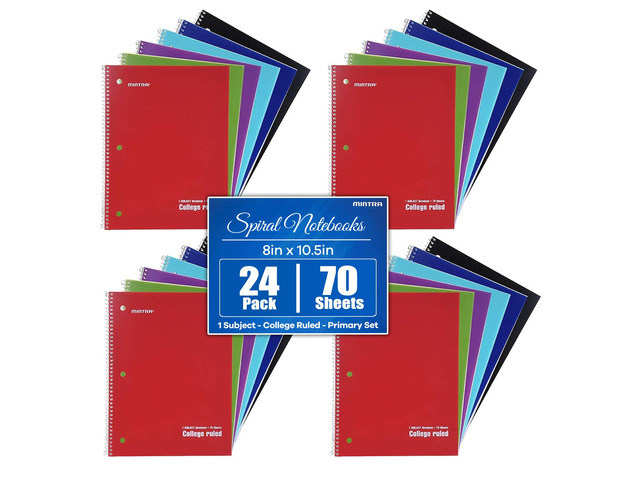 Spiral Notebooks, Wirebound, Journals for School, Work, Business, Aesthetic Stationery, Writing Pads, Teacher & Student Supplies (24, Solid Color,...