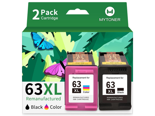 63XL Ink Cartridges Black and Color Replacement for HP Ink 63 63XL Ink Cartridge Combo Pack Work with HP OfficeJet 4520 4650 4652 4655 5255 5258...