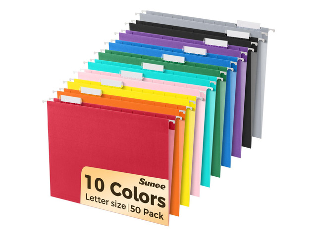 Hanging File Folders, 50 Pack Letter Size Hanging File Folders with 1/5-cut Tabs, Stay Organized for Your Home and Office Bulk File, Documents and...