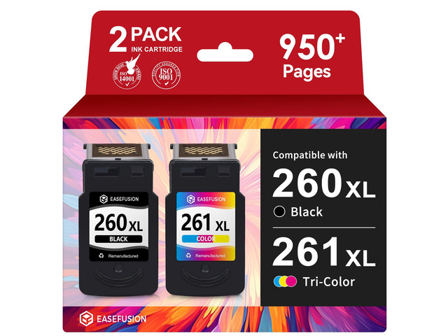 260XL 261XL Replacement for Canon 260 and 261 Ink Cartridges PG-260 PG-260XL CL-261, Compatible with PIXMA TS6420a TS6400 TR7020a TR7000 TS5320...