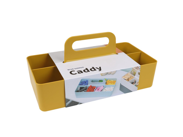 Stackable Organizer Caddy, Long, Yellow, Made in Korea Portable. Adjustable. Home, Office & School Storage