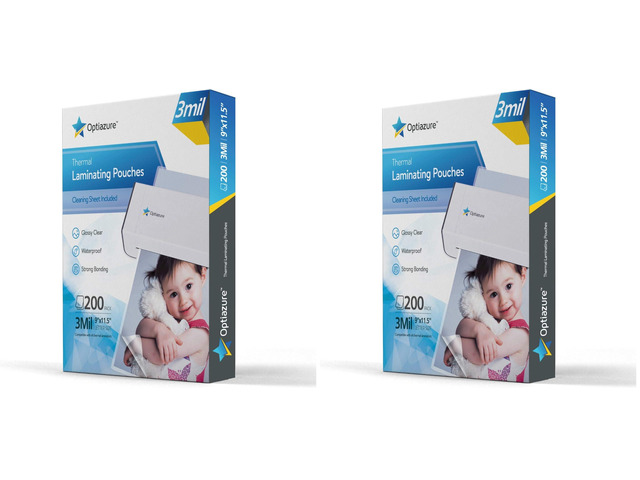 Thermal Laminating Pouches 9'x11.5' Inches, 3mil 200Pack, Laminated Paper, Clear, Letter Size, Office and School Supplies (Pack of 2)