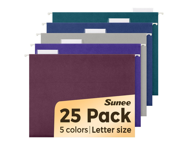 Hanging File Folders Vintage Colors, 25 Pack Letter Size File Folders with 1/5-cut Tabs, Stay Organized for Your Home and Office Bulk File and...