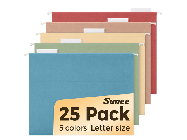 Hanging File Folders Retro Colors, 25 Pack Letter Size File Folders with 1/5-cut Tabs, Stay Organized for Your Home and Office Bulk File and Documents