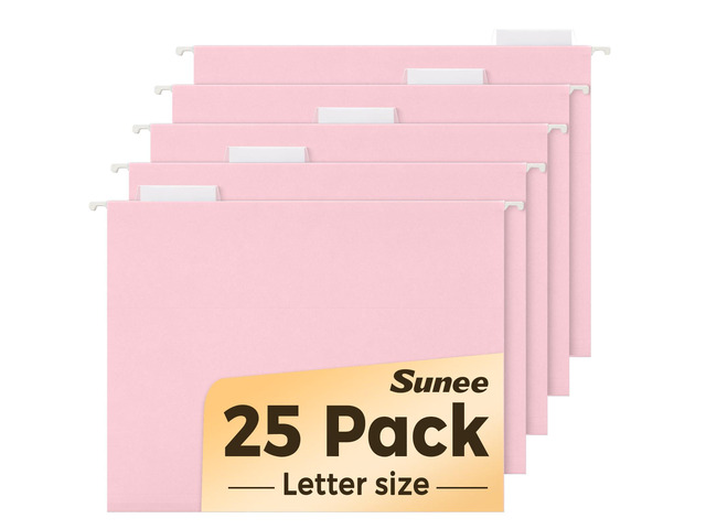 25 Pack Hanging File Folders, Pink Folders, Hanging File Folders Letter Size with 1/5-cut Tabs, Stay Organized for Your Home and Office Bulk File...
