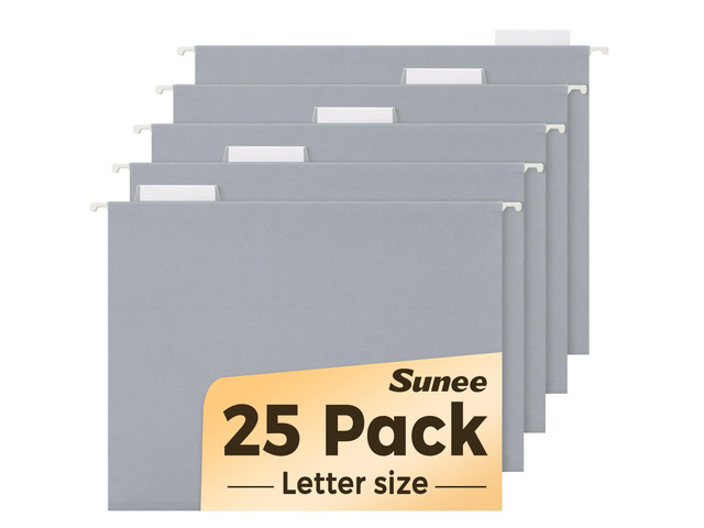 25 Pack Hanging File Folders, Gray Folders, Hanging File Folders Letter Size with 1/5-cut Tabs, Stay Organized for Your Home and Office Bulk File...