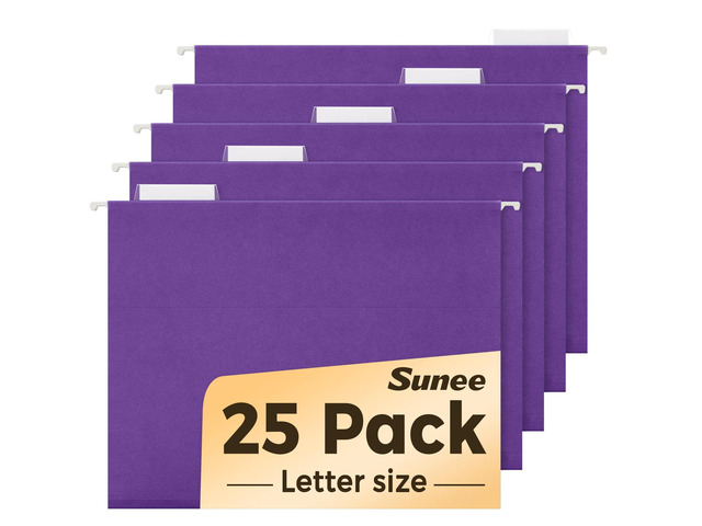 25 Pack Hanging File Folders, Purple Folders, Hanging File Folders Letter Size with 1/5-cut Tabs, Stay Organized for Your Home and Office Bulk File...