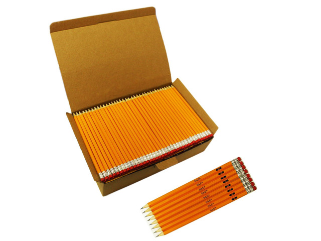 #2 HB Pencils, 600 Count Pre-Sharpened, Wood-Cased Yellow, with Top Erasers, Bulk Box for Classroom Teacher Supplies