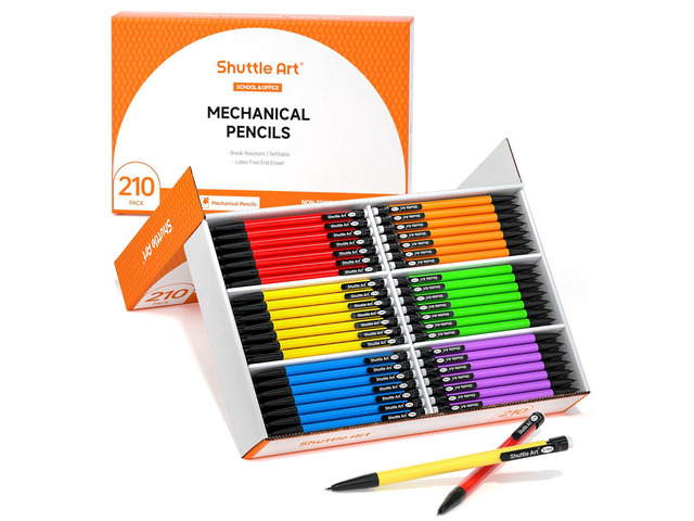 Mechanical Pencils, 210 Pack Bulk Mechanical Pencils 0.7mm Medium Point, HB #2 Lead, Assorted Barrels, Office School Supplies