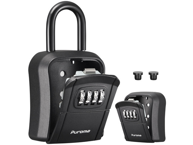 Key Lock Box Outdoor 4 Digit Code Combination Lockbox House, 1 Black For Contractors Guest Realtor Storage Keys, Portable, Home Wall Mount,...