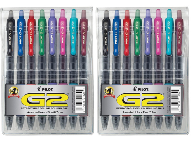 G2 Premium Gel Pens, Gel Roller Pens, Fine Point 0.7 mm Assorted Colors 8,(Pack of 2)