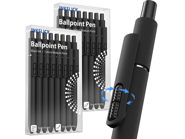 16 Pack Black Ink Ballpoint Pens 1.0mm Fidget Pens for Adults Quality German Ink Smooth Writing Retractable Pen for Nurses Teacher Women Men School...