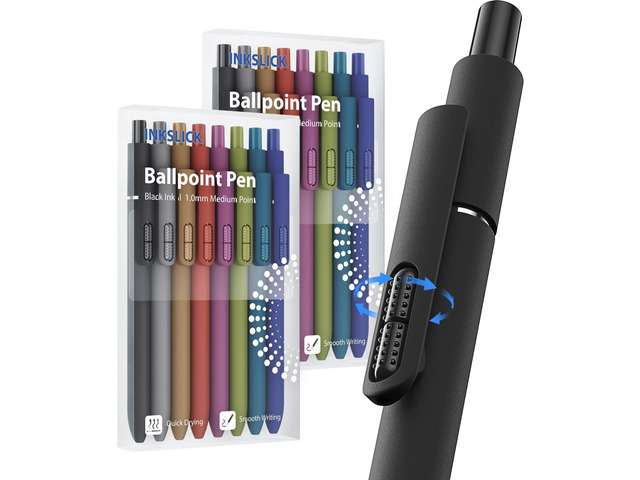 16 Pack Vintage Black Ballpoint Pens 1.0mm Fidget Pens for Adults Quality German Ink Smooth Writing Retractable Pen for Nurses Teacher Women Men...