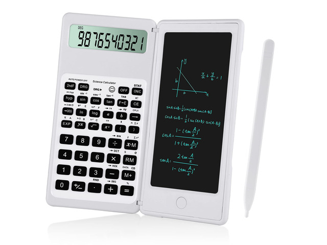 Scientific Calculators for Students, White Math Calculator with Notepad,10-Digit Large Screen, Classroom Must Haves for Middle High School Supplies...