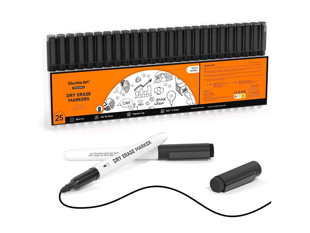 Dry Erase Markers, 25 Pack Black Magnetic Whiteboard Markers with Erase, Fine Point Dry Erase Markers Perfect for Writing on Dry-Erase Whiteboards...