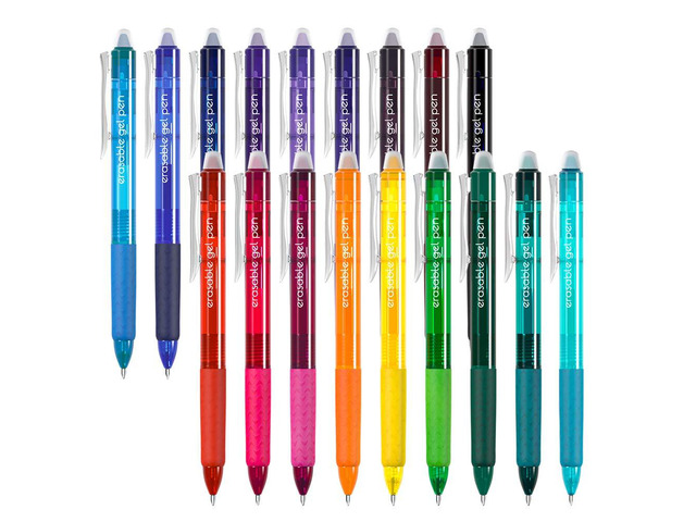 18 Colors Retractable Erasable Gel Pens Clicker, Fine Point(0.7), Make Mistakes Disappear, Premium Comfort Grip for Drawing Writing Planner and...
