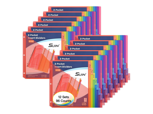 8-Tab Insertable Binder Dividers with Double Pockets - Translucent Plastic Page Separators for 3 Ring Binder, Front & Back Storage, Durable Poly,...