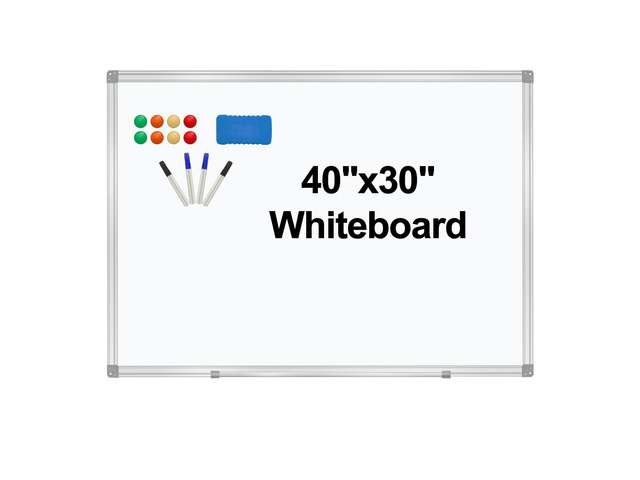 Dry Erase Board for Wall Aluminum Presentation Magnetic Whiteboard with Long Pen Tray, Wall-Mounted White Board for School, Office and Home (40'x30')