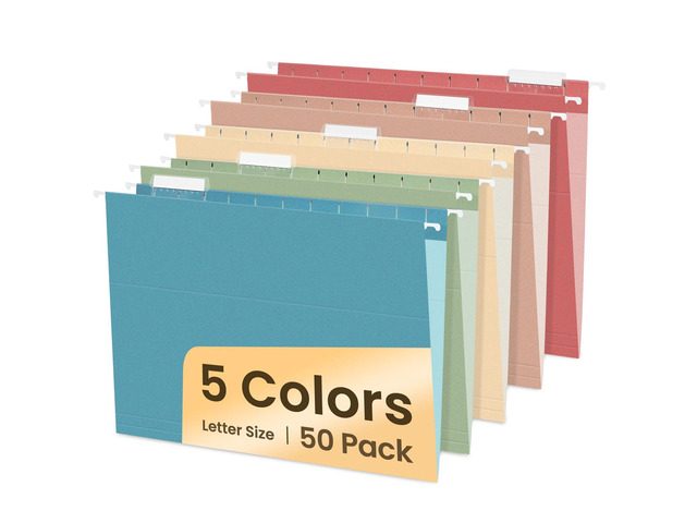 Hanging File Folders, 50 Pack Letter Size Hanging File Folders with 1/5-cut Tabs, Stay Organized for Your Home and Office Bulk File, Documents and...