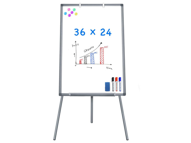 Easel Whiteboard 36 x 24, Stand Tripod with Height Adjustable, Gray 3' x 2' Magnetic Dry Erase Surface, Flipchart Stand, Portable Tripod Easel for...