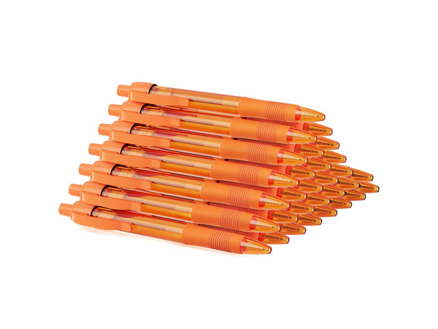 Pens Bulk, 30 Pack No Bleed Orange Ink Click Pens with Soft Grip, Wholesale Retractable Ballpoint Pens for Office School, Medium Point Smooth 1.0MM