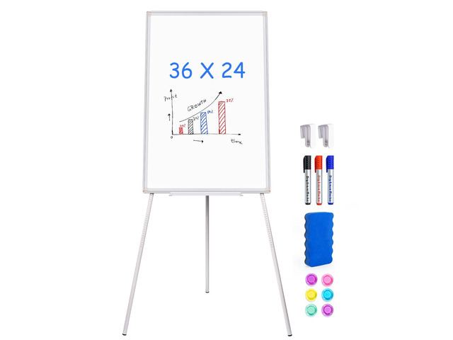 Easel Whiteboard 36 x 24 in, Stand Tripod with Height Adjustable 3' x 2' Magnetic Dry Erase Surface, Flipchart Stand, Portable Tripod Easel for...