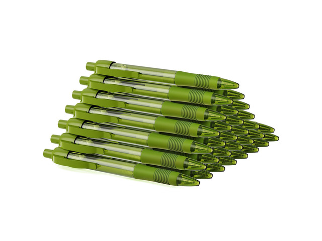 Pens Bulk, 30 Pack No Bleed Sage Green Ink Click Pens with Soft Grip, Wholesale Retractable Ballpoint Pens for Office School, Medium Point Smooth...