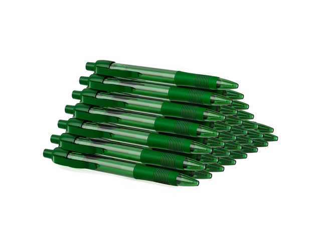 Pens Bulk, 30 Pack No Bleed Green Ink Click Pens with Soft Grip, Wholesale Retractable Ballpoint Pens for Office School, Medium Point Smooth 1.0MM