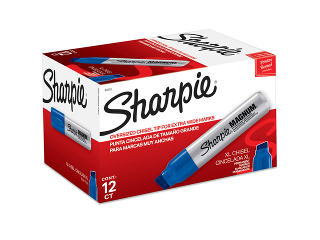 Magnum Permanent Markers, Oversized Chisel Tip, Blue, 12 Count - Office, Home, Teacher Supplies, Great for Poster Boards