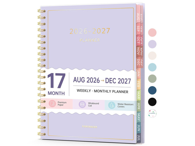 17 Month Academic Planner 2026-2027, Aug 2026-Dec 2027, 6.3'x8.4' Calendar Planner Weekly and Monthly, Daily Agenda Book Organizer, College School...