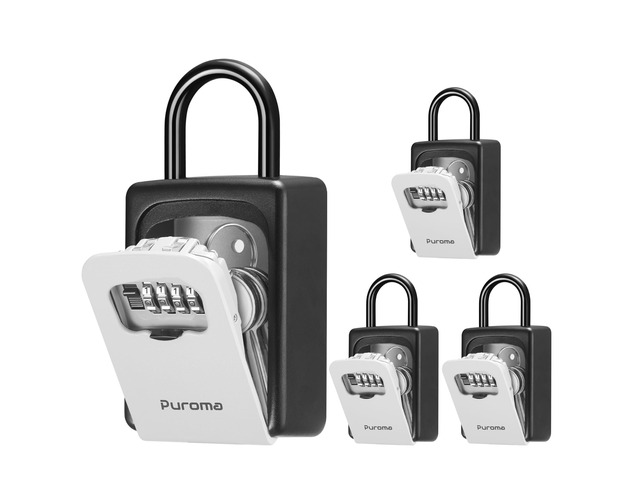Key Lock Box Large with Code Lockbox Outdoor Wall Mount Safe 4 Gray Resettable Combination, For Guest Realtor & House Outside, High-capacity, Hold...