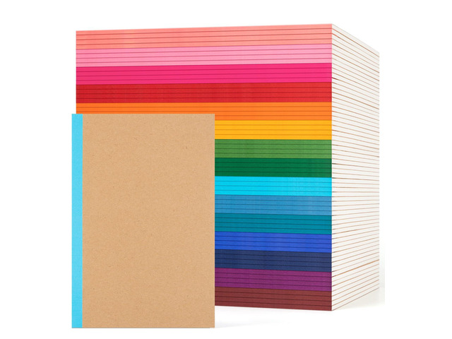 60Pack Lined Notebook Journals Bulk, A5 College Ruled Composition Notebook 8.3x 5.5 Kraft Cover with Rainbow Spines, 15 Colors 30 Sheets/60 Pages,...