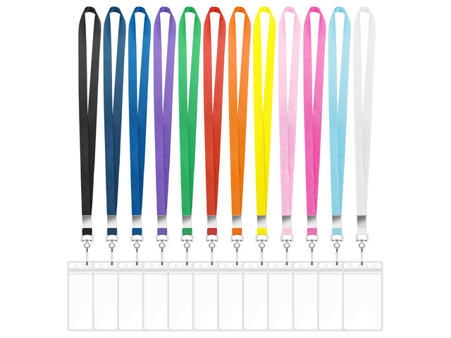 96 Pack Cruise Lanyards with Waterproof Id Badge Holders, 12 Colors Soft Neck Straps, Clear Pvc Zip Holders, Color-Coded For Groups, Fits Cruise...