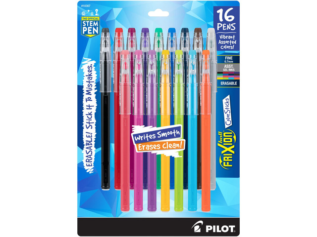 FriXion ColorSticks Erasable Gel Ink, Assorted Colors, Pack of 16