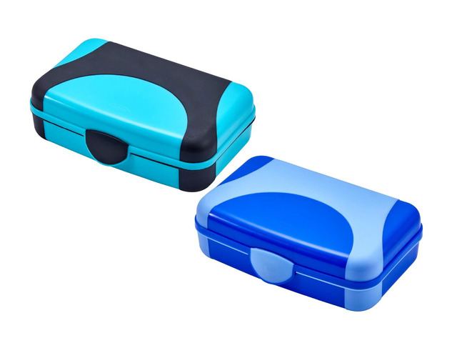 by Bostitch Hard Pencil Case, Durable Plastic Pencil Box, Kid-Friendly Colors in Blue & Turquoise, 2-Pack