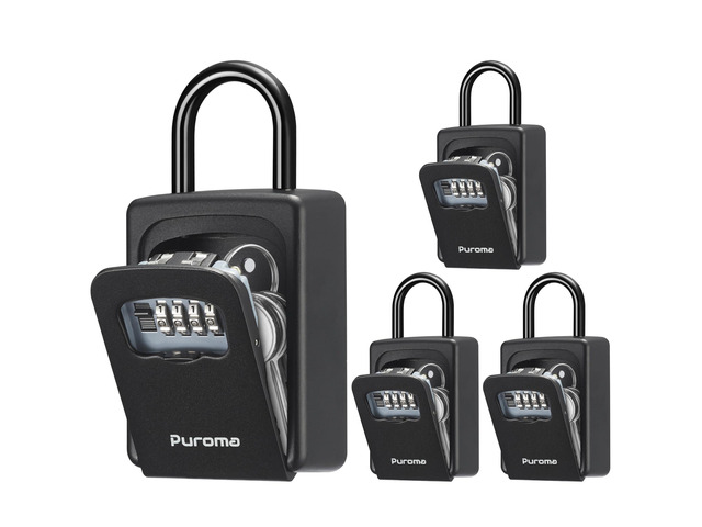 Key Lock Box Large with Code Lockbox Outdoor Wall Mount 4 Black Resettable Combination, For Guest Realtor & House Outside, High-capacity, Hold 5...