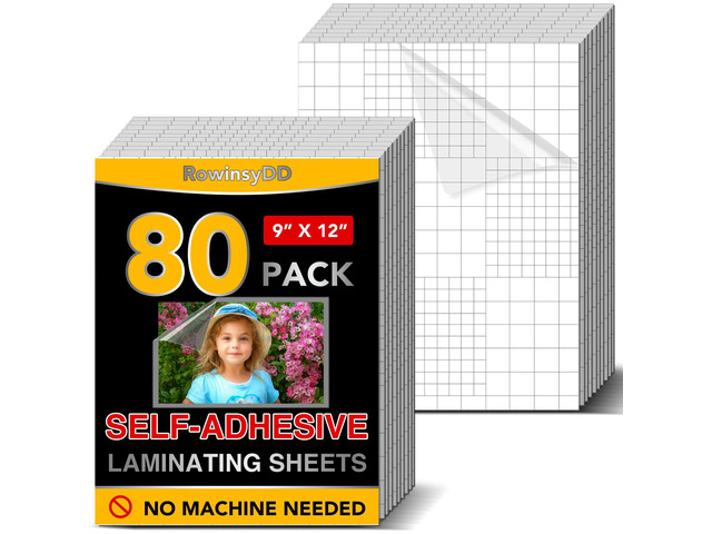 80 PCS Self Laminating Sheets, Self Adhesive Laminating Sheets 8.5 x 11 Self-adhesive Cold Laminating Sheets No Machine No Heat Self Sealing...
