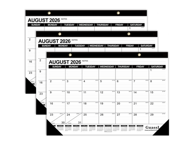 3 Pack Desk Calendar 2026-2027 - 19 Months Academic Calendar 17' × 11.5' Desktop Calendar from Jun. 2026 to Dec. 2027 with Julian Date for Home...