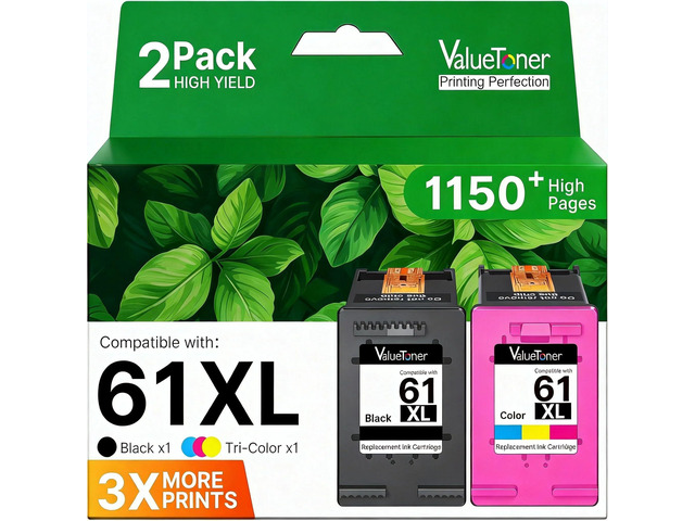 61XL Ink Cartridges Replacement for HP 61 Ink Cartridge Combo Pack for HP Ink 61 61XL Works with HP Envy 4500 4502 5530 Deskjet 2540 3510 OfficeJet...