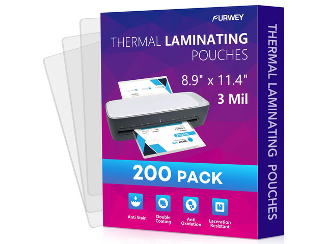 Laminating Sheets,200 Pack,3 mil,8.9x11.4,Thermal Pouches Thermal Laminating Pouches, Clear, Letter Size, 8.9 x 11.4 Inches, 3 mil, Office & School...