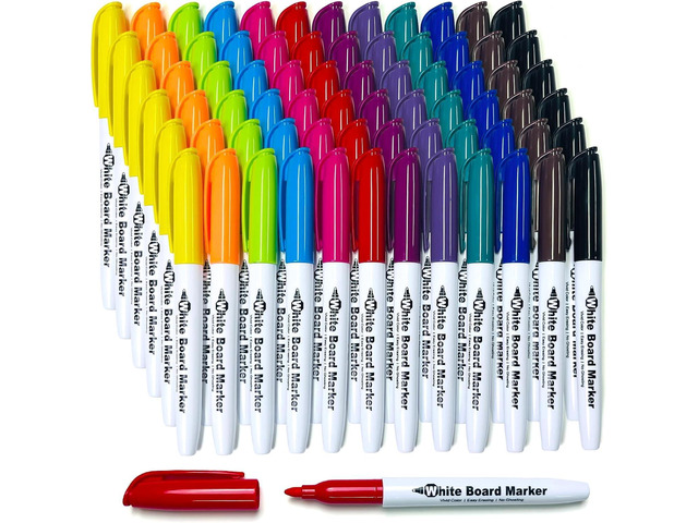 Fine Tip Dry Erase Markers, 72 Pack, 12 Colors, 1-2mm Line, Non-Toxic Easily Erases, Non-Toxic Ink, Perfect for Whiteboards, Ideal for Kids,...