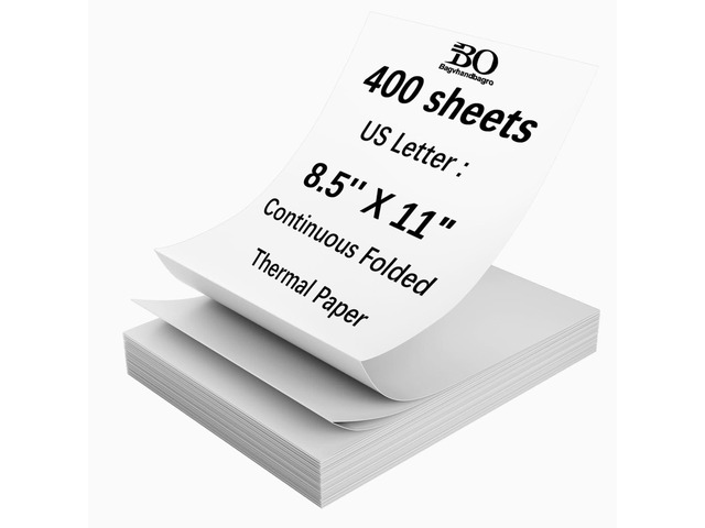 400Pcs Fanfold Thermal Printer Paper 8.5 x 11 Inch for Inkless Printers BPA-Free Thermal Printer Paper for N80/PD-A4/Most Portable Printers,...