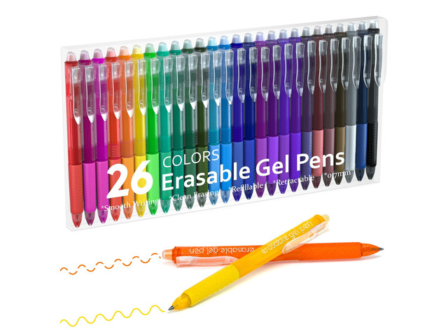 Erasable Gel Pens, 26 Colors Retractable Erasable Pens Clicker for Back to School, Fine Point, Make Mistakes Disappear, Assorted Color Inks for...