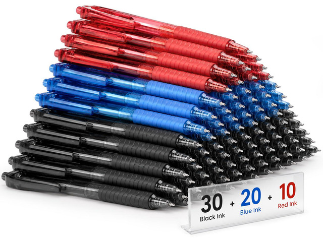 60 Pack Bulk Pens Ballpoint, Smooth Writing Pens with Soft Grip Retractable Blue Ink Pens, Medium Point 1.0mm Pen for Journaling, Ballpoint Pen...